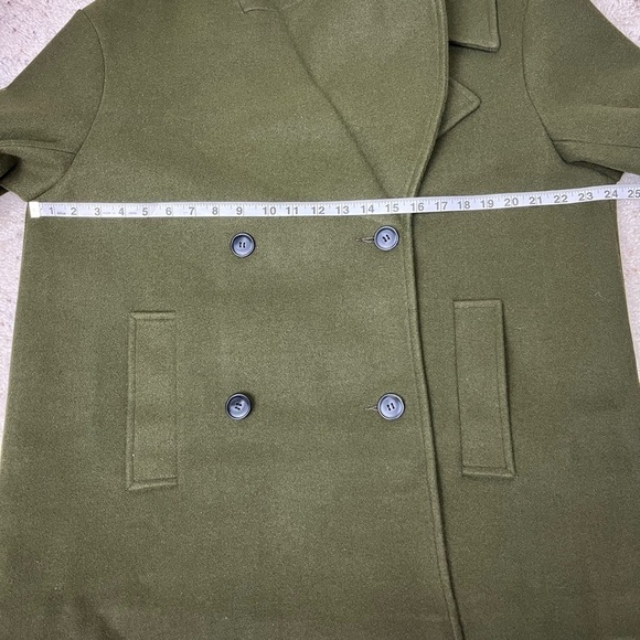 ASOS Oversized Double Breasted Notched Collar Pea Coat Khaki Size 6 - Picture 14 of 15